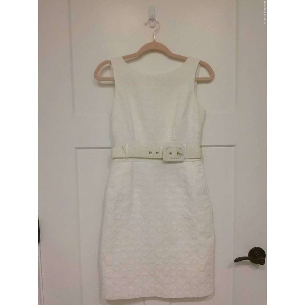 Banana Republic White Knit Sleeveless Dress with Belt, Size 0